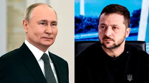 الرئيس الروسي فلاديمير بوتين ونظيره الأوكراني فولوديمير زيلينسكي