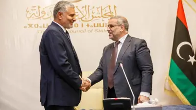 تكالة والمشري خلال انتخابات رئاسة "الأعلى للدولة" في 2023  