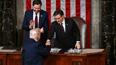 دونالد ترامب بعد إلقاء خطابه في الكونغرس