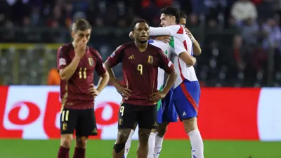 لاعبو بلجيكا بعد الخسارة أمام إيطاليا