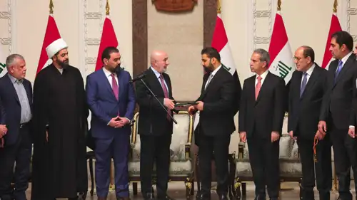 خلال مراسم تكليف علي الزيدي بتشكيل الحكومة العراقية