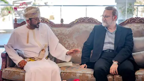 علي لاريجاني ووزير الخارجية العماني السيد بدر بن حمد بن حمود البوسعيدي
