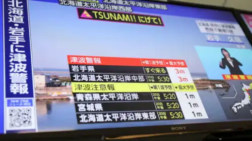 تحذير من تسونامي صادر عن وكالة الأرصاد الجوية اليابانية