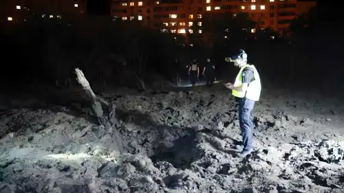 أحد المواقع التي تعرضت للقصف في خاركيف