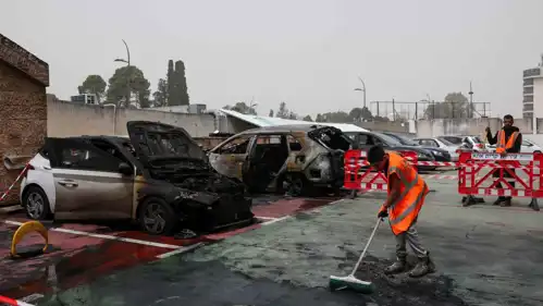 من هجمات حزب الله الصاروخية على كريات آتا شمال إسرائيل