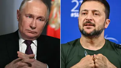 الرئيس الأوكراني (يمين)، الرئيس الروسي (يسار)