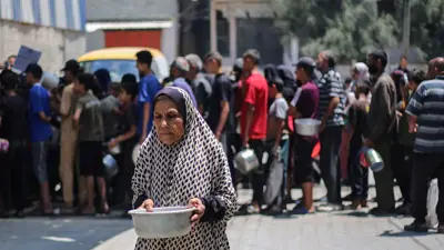 طوابير المساعدات في قطاع غزة