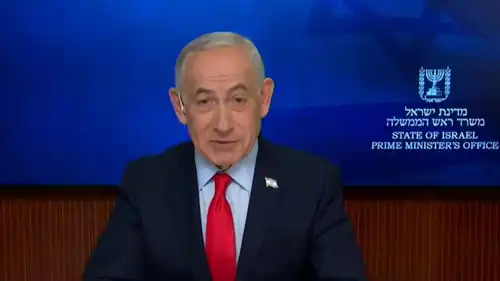 نتنياهو متحدثاً خلال المقابلة
