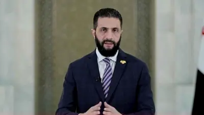 الشرع خلال إلقاء كلمة للشعب السوري