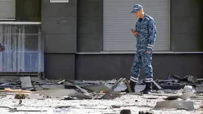 آثار هجوم مسيرة أوكرانية على موقع روسي