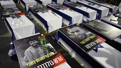 خلال فعالية رمزية في إسرائيل بشأن الرهائن القتلى