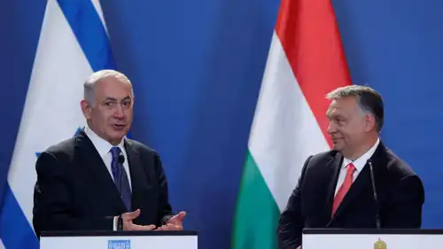 رئيس الوزراء المجري أوربان ونظيره نتنياهو.