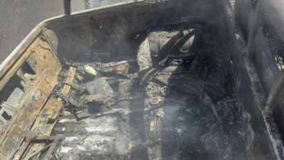 آلية المهربين بعد احتراقها