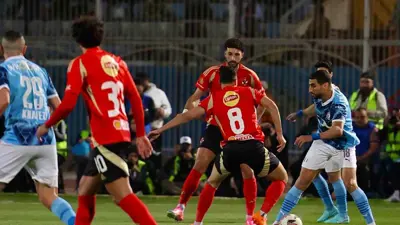 من مباراة الأهلي وبيراميدز في الدوري المصري