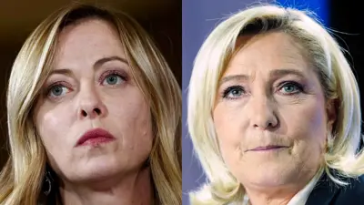 مارين لوبان (يمين) وجورجيا ميلوني