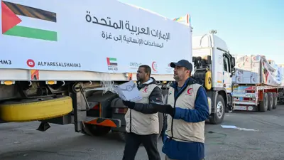قوافل المساعدات الإماراتية المقدمة لغزة