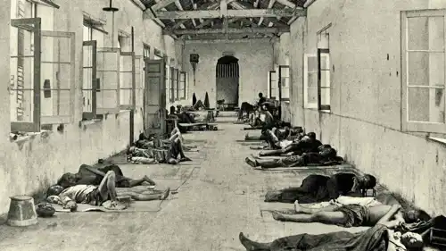 مستشفى مؤقت لضحايا جائحة الطاعون، هونغ كونغ، 1894