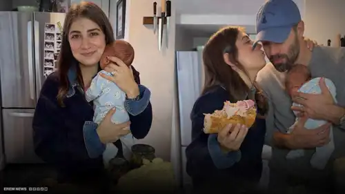 غازل معدتها .. هدية غريبة من شاب لزوجته بمناسبة الولادة