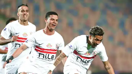 لاعبو الزمالك يحتفلون بهدف بيزيرا 