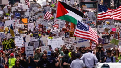 من مظاهرات مؤيدة للفلسطينيين في واشنطن