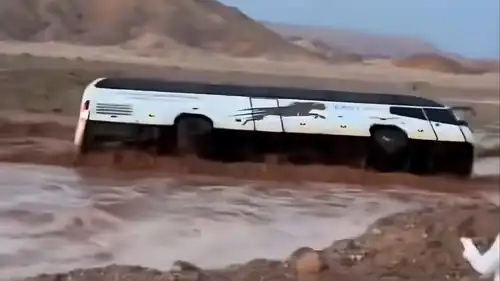 الحافلة المنقلبة في جنوب سيناء بمصر