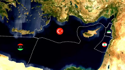 صورة متداولة لخريطة الحدود البحرية التركية