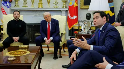 روبيو يتحدث خلال لقاء زيلينسكي وترامب