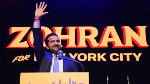 زهران ممداني خلال خطاب النصر