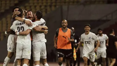 احتفال لاعبي بيراميدز 