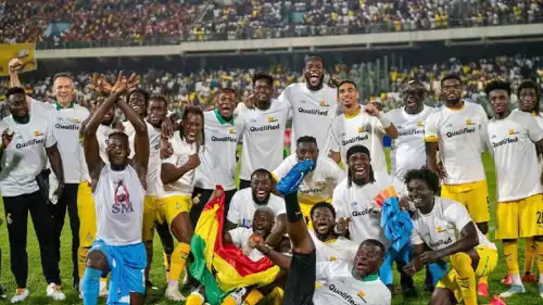 احتفال لاعبي منتخب غانا