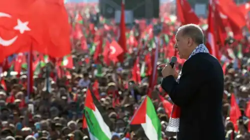 الرئيس التركي خلال وقفة تضامنية مع غزة