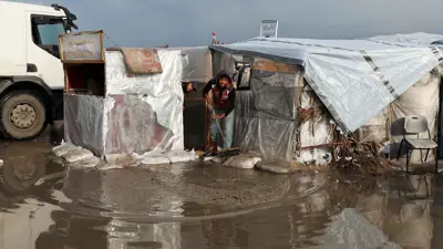 خيام نازحين في غزة غرقت بالأمطار