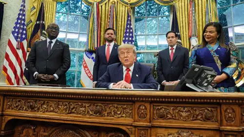 دونالد ترامب ووزيرة خارجية الكونغو ونظيرها الرواندي