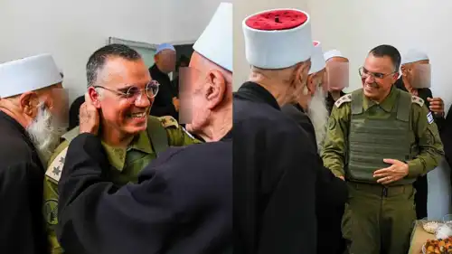 أفيخاي أدرعي مع شيوخ الدروز في جبل الشيخ