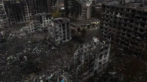 بلدة مدمرة في إقليم دونيتسك بدونباس