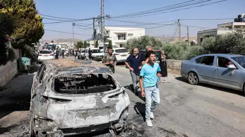 جانب من اعتداءات المستوطنين على قرى فلسطينية في الضفة