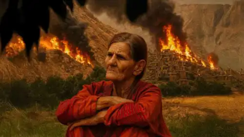 سيدة سورية تتحدى النيران