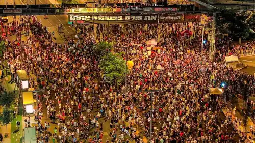 جانب من التظاهرة في تل أبيب