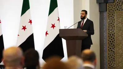 الرئيس السوري أحمد الشرع خلال المؤتمر