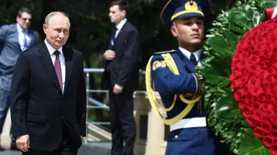 من استقبال الرئيس الروسي فلاديمير بوتين في أذربيجان