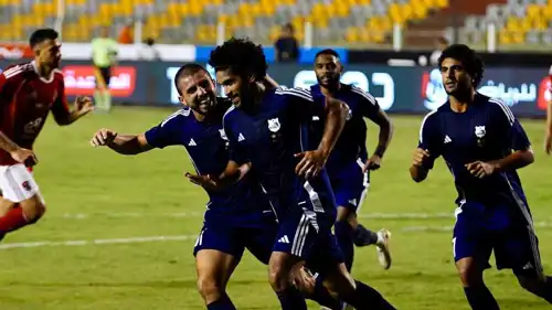 فرحة لاعبو إنبي بالتعادل أمام الأهلي