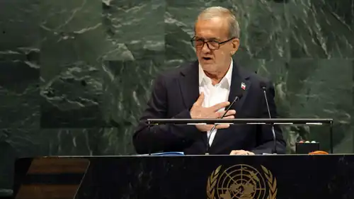 الرئيس الإيراني خلال إلقائه كلمة في الأمم المتحدة