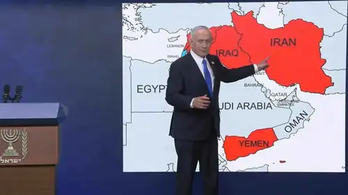 نتنياهو أمام خارطة الشرق الأوسط 