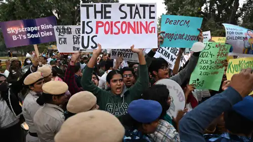 مشهد من الاحتجاجات في نيودلهي