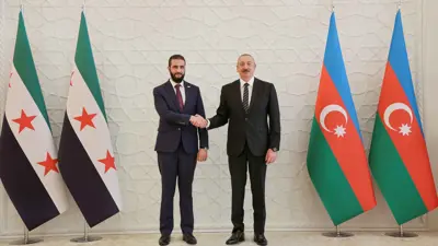  الرئيس الأذربيجاني إلهام علييف يستقبل الرئيس السوري أحمد الشرع 